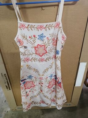 Floral Spaghetti-Strap White Summer Dress